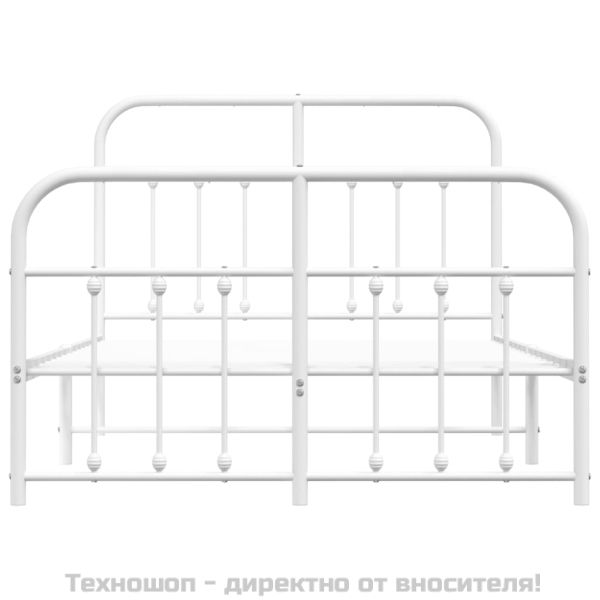 Метална рамка за легло с горна и долна табла, бяла, 120x200 см