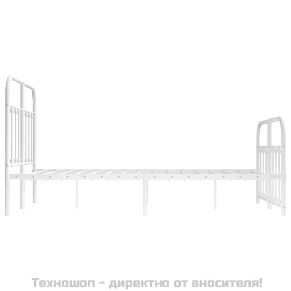 Метална рамка за легло с горна и долна табла, бяла, 120x200 см