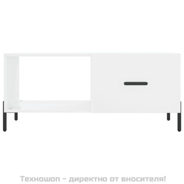 Кафе маса, бял гланц, 90x50x40 см, инженерно дърво