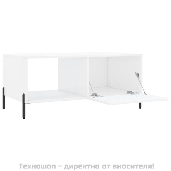 Кафе маса, бял гланц, 90x50x40 см, инженерно дърво