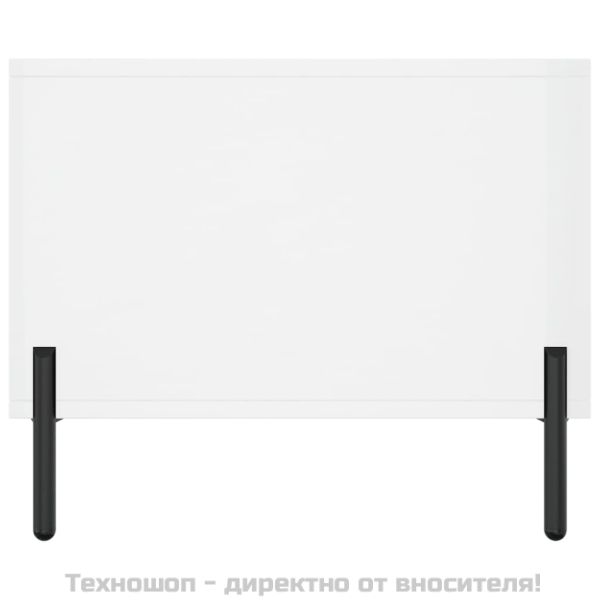 Кафе маса, бял гланц, 90x50x40 см, инженерно дърво