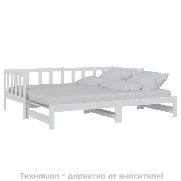 Разтегателно дневно легло, без матрак, бяло, 2x(90x200) см