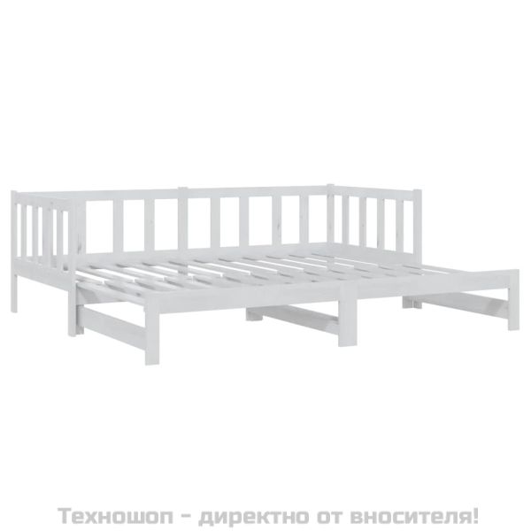 Разтегателно дневно легло, без матрак, бяло, 2x(90x200) см