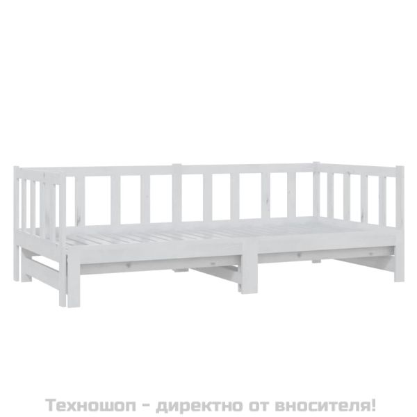 Разтегателно дневно легло, без матрак, бяло, 2x(90x200) см
