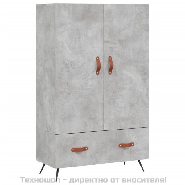 Висок шкаф, бетонно сиво, 69,5x31x115 см, инженерно дърво