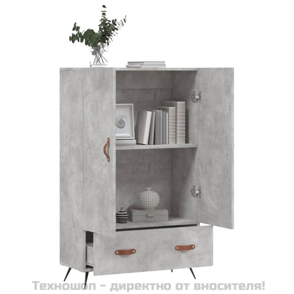 Висок шкаф, бетонно сиво, 69,5x31x115 см, инженерно дърво