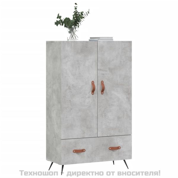 Висок шкаф, бетонно сиво, 69,5x31x115 см, инженерно дърво