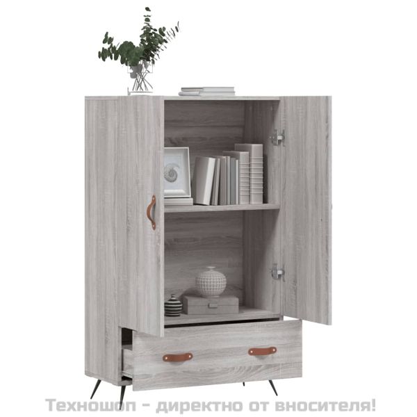 Висок шкаф, сив сонома, 69,5x31x115 см, инженерно дърво