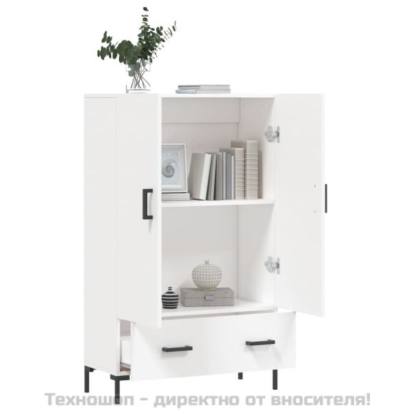 Висок шкаф, бял, 69,5x31x115 см, инженерно дърво