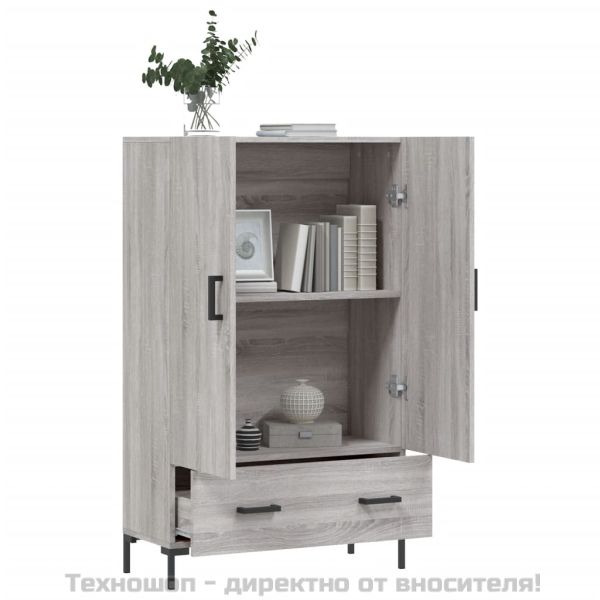 Висок шкаф, сив сонома, 69,5x31x115 см, инженерно дърво
