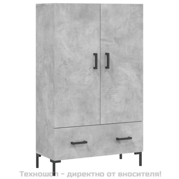 Висок шкаф, бетонно сиво, 69,5x31x115 см, инженерно дърво