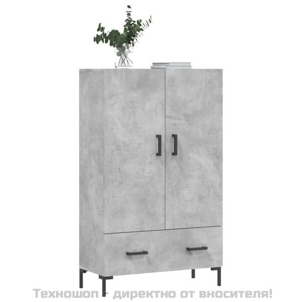 Висок шкаф, бетонно сиво, 69,5x31x115 см, инженерно дърво