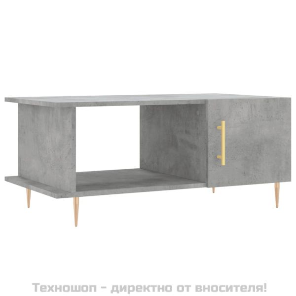 Кафе маса, бетонно сива, 90x50x40 см, инженерно дърво