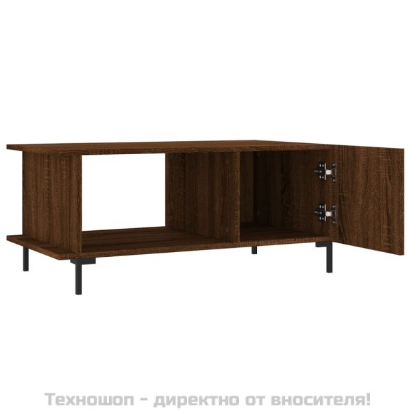 Кафе маса, кафяв дъб, 90x50x40 см, инженерно дърво