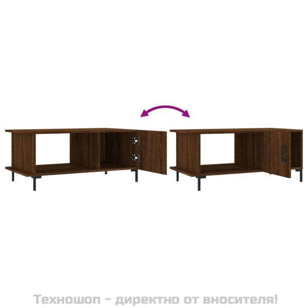 Кафе маса, кафяв дъб, 90x50x40 см, инженерно дърво