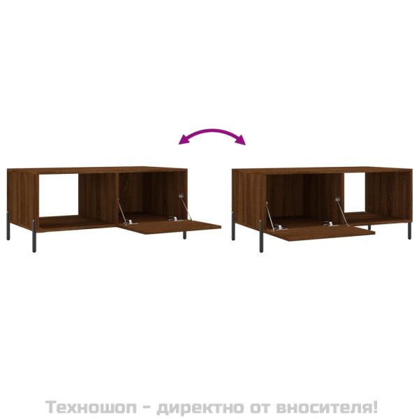 Кафе маса, кафяв дъб, 90x50x40 см, инженерно дърво