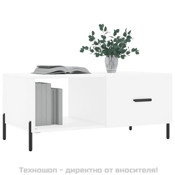 Кафе маса, бяла, 90x50x40 см, инженерно дърво