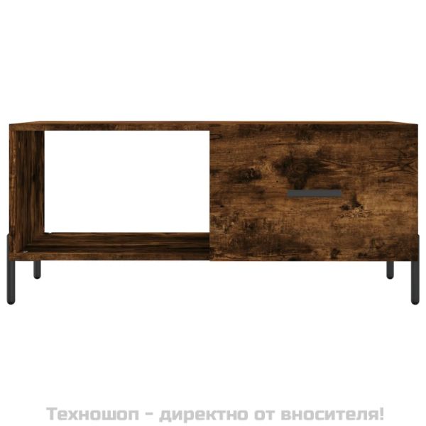 Кафе маса, опушен дъб, 90x50x40 см, инженерно дърво