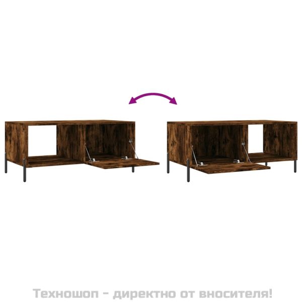 Кафе маса, опушен дъб, 90x50x40 см, инженерно дърво