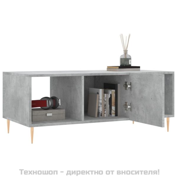 Кафе маса, бетонно сива, 102x50x40 см, инженерно дърво