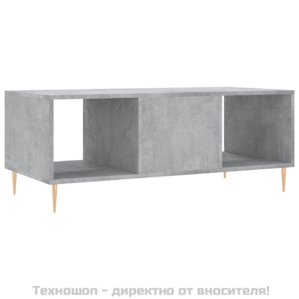 Кафе маса, бетонно сива, 102x50x40 см, инженерно дърво