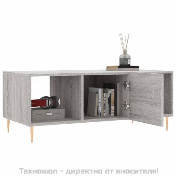 Кафе маса, сив сонома, 102x50x40 см, инженерно дърво
