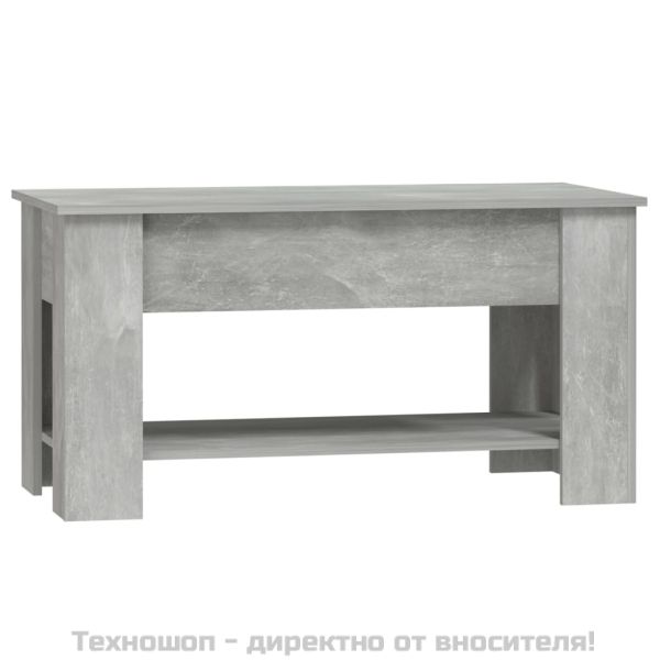 Маса за кафе, бетонно сива, 101x49x52 см, инженерно дърво