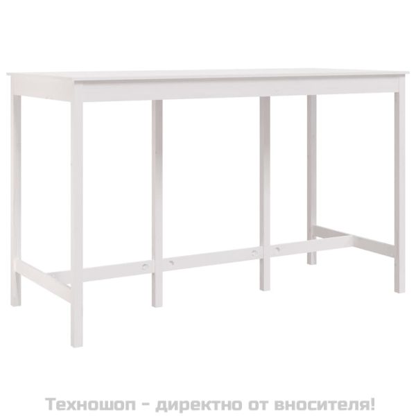 Бар маса, бяла, 180x80x110 см, борово дърво масив