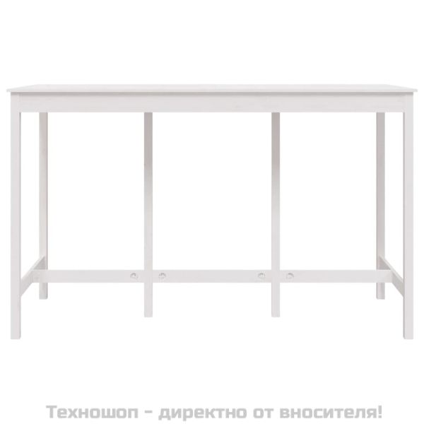 Бар маса, бяла, 180x80x110 см, борово дърво масив