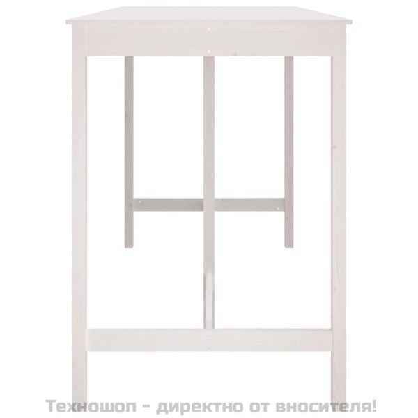 Бар маса, бяла, 180x80x110 см, борово дърво масив