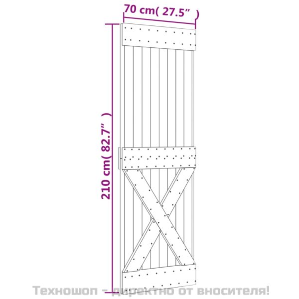 Врата "NARVIK" 70x210 см масивна дървесина бор