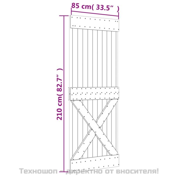 Врата "NARVIK" 85x210 см масивна дървесина бор