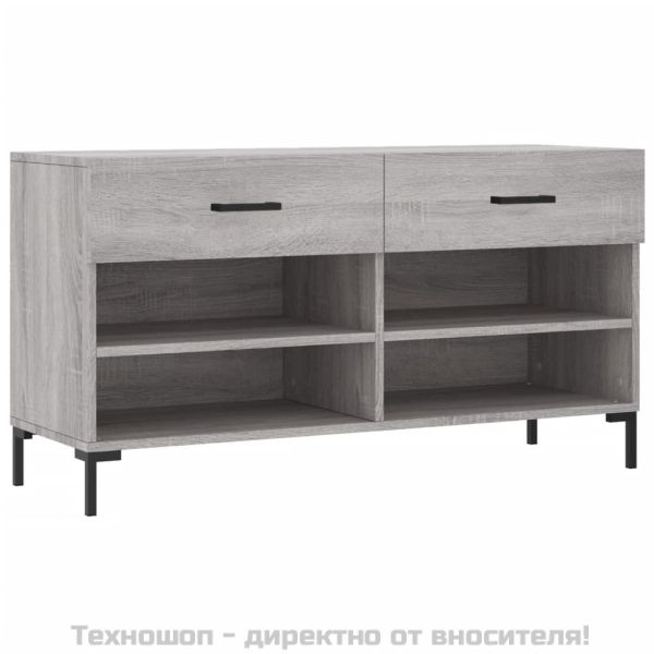 Пейка за обувки, сив сонома, 102x35x55 см, инженерно дърво