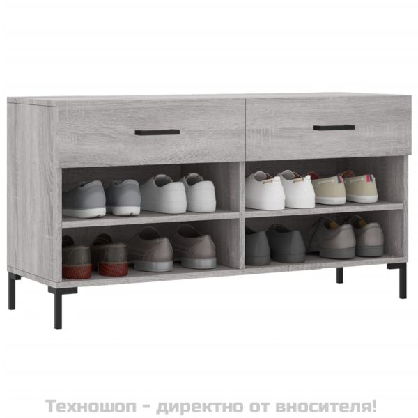 Пейка за обувки, сив сонома, 102x35x55 см, инженерно дърво