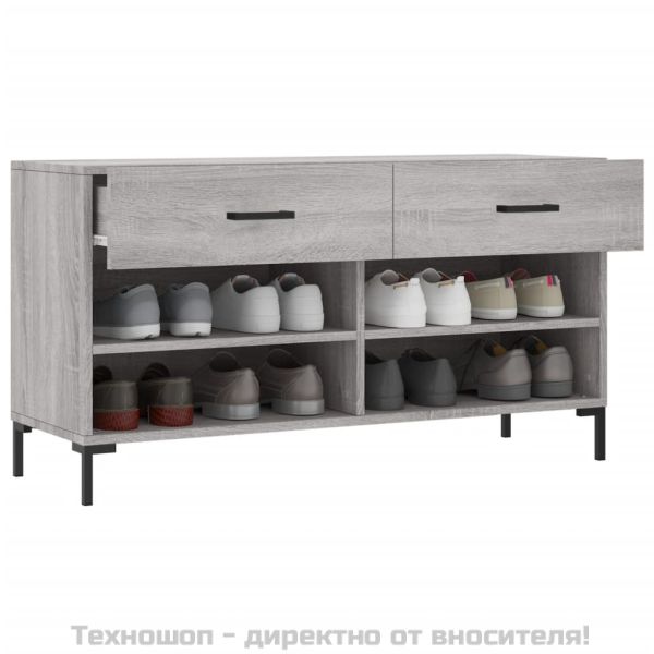 Пейка за обувки, сив сонома, 102x35x55 см, инженерно дърво