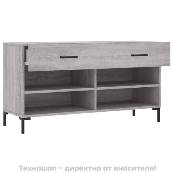 Пейка за обувки, сив сонома, 102x35x55 см, инженерно дърво