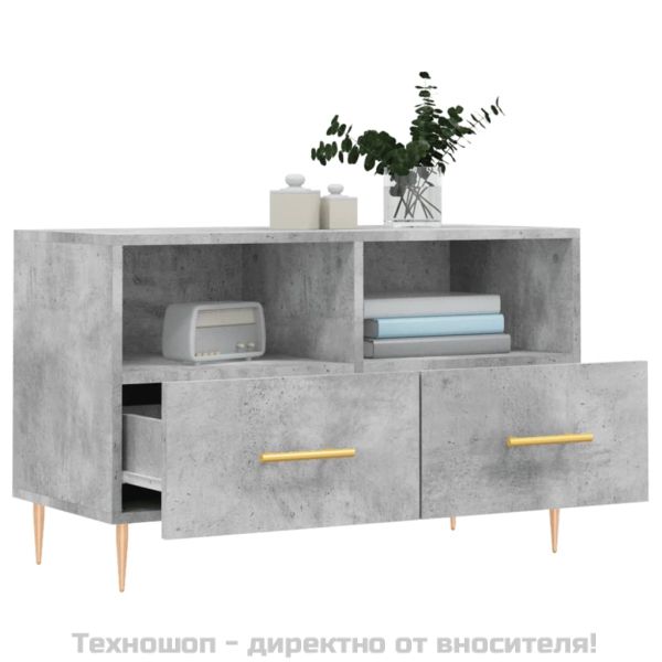 ТВ шкаф, бетонно сив, 80x36x50 см, инженерно дърво