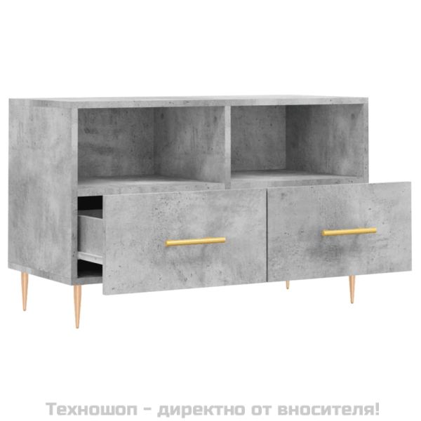 ТВ шкаф, бетонно сив, 80x36x50 см, инженерно дърво