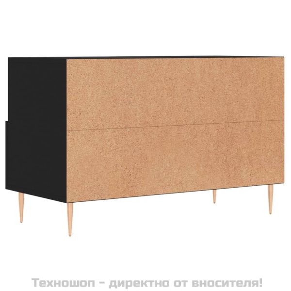 ТВ шкаф, черен, 80x36x50 см, инженерно дърво