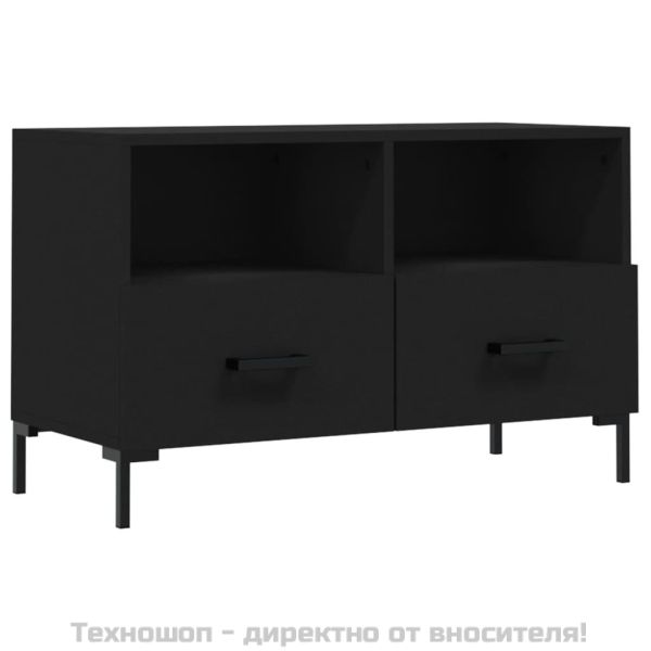 ТВ шкаф, черен, 80x36x50 см, инженерно дърво