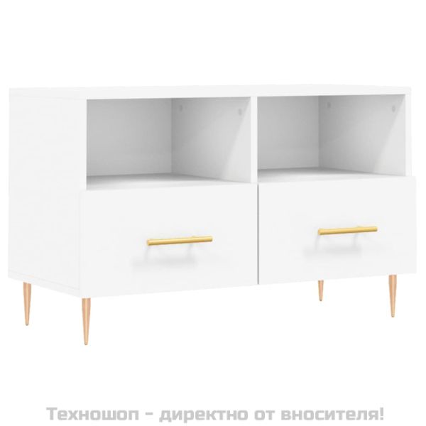 ТВ шкаф, бял, 80x36x50 см, инженерно дърво