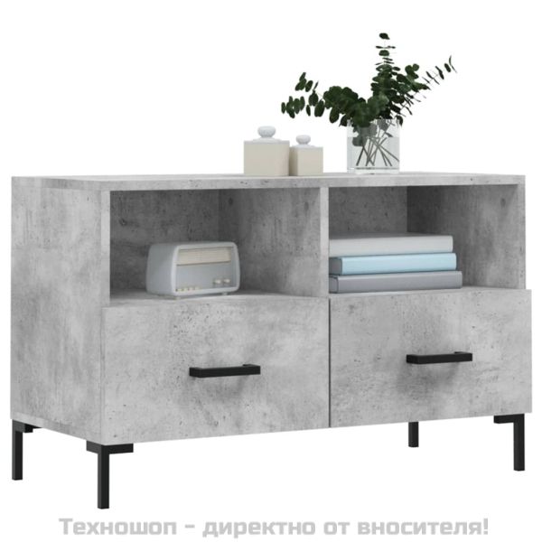 ТВ шкаф, бетонно сив, 80x36x50 см, инженерно дърво