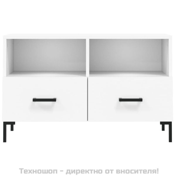 ТВ шкаф, бял, 80x36x50 см, инженерно дърво