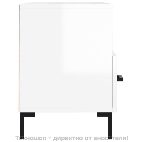 ТВ шкаф, бял гланц, 80x36x50 см, инженерно дърво
