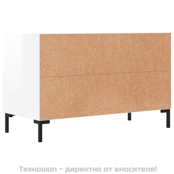 ТВ шкаф, бял гланц, 80x36x50 см, инженерно дърво