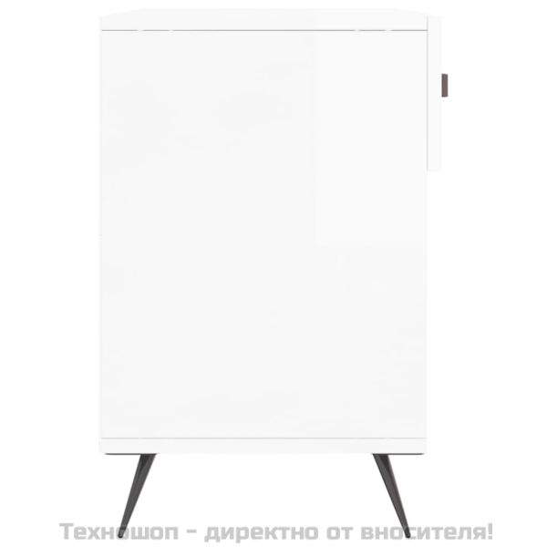 Пейка за обувки, бял гланц, 102x35x55 см, инженерно дърво