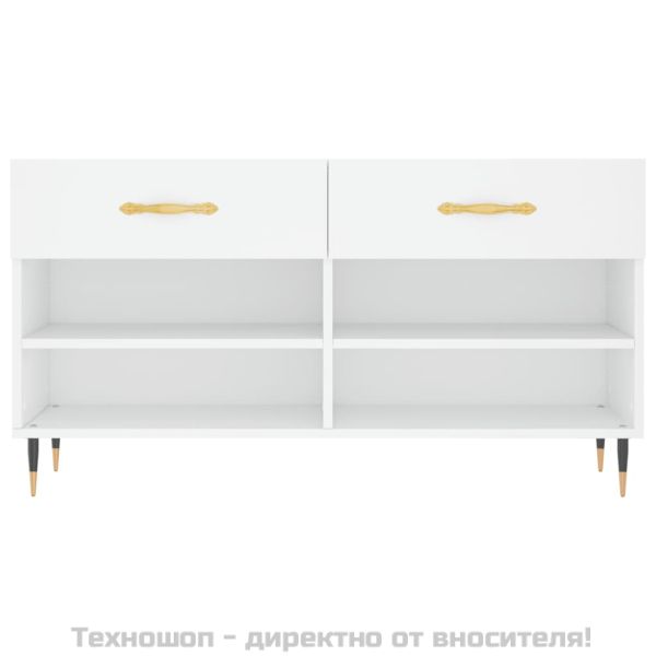 Пейка за обувки, бяла, 102x35x55 см, инженерно дърво