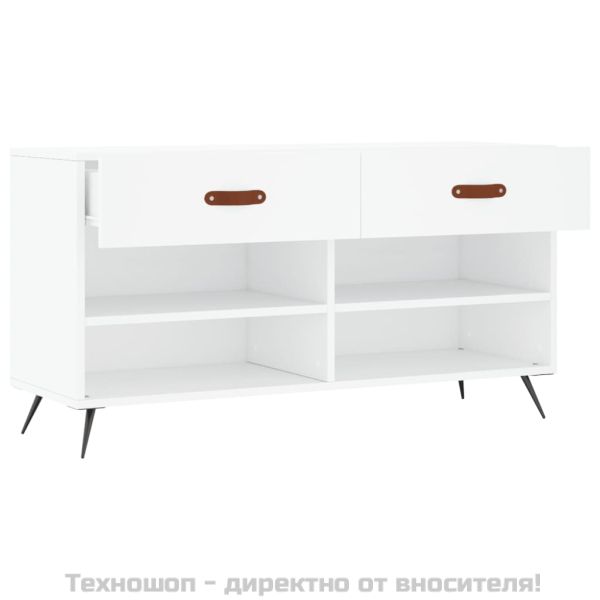 Пейка за обувки, бяла, 102x35x55 см, инженерно дърво