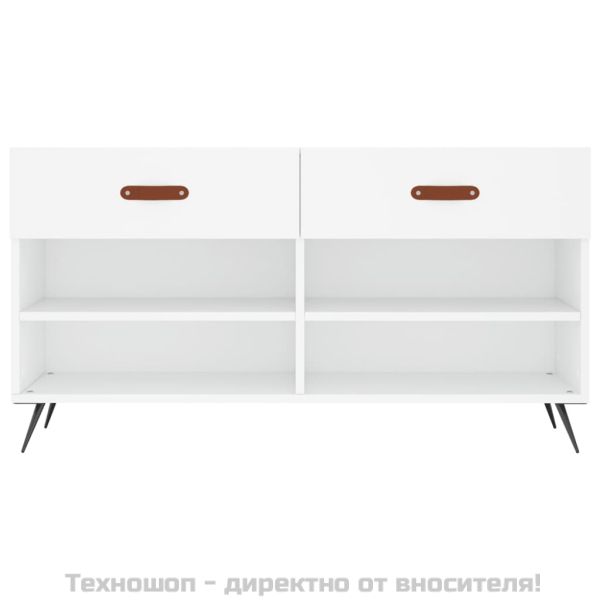 Пейка за обувки, бяла, 102x35x55 см, инженерно дърво