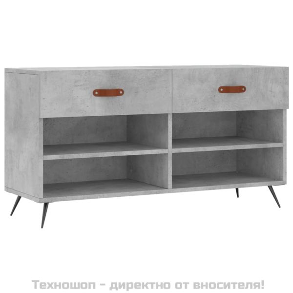 Пейка за обувки, бетонно сив, 102x35x55 см, инженерно дърво